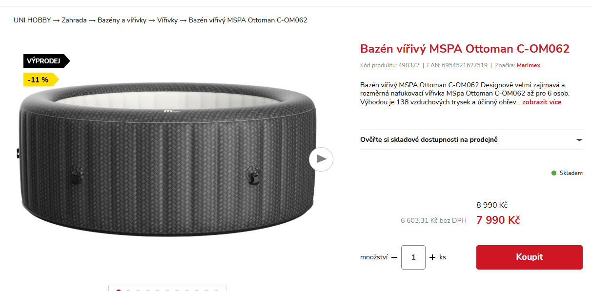 Vířivka Marimex MSpa Ottoman, 6 osob, výbava