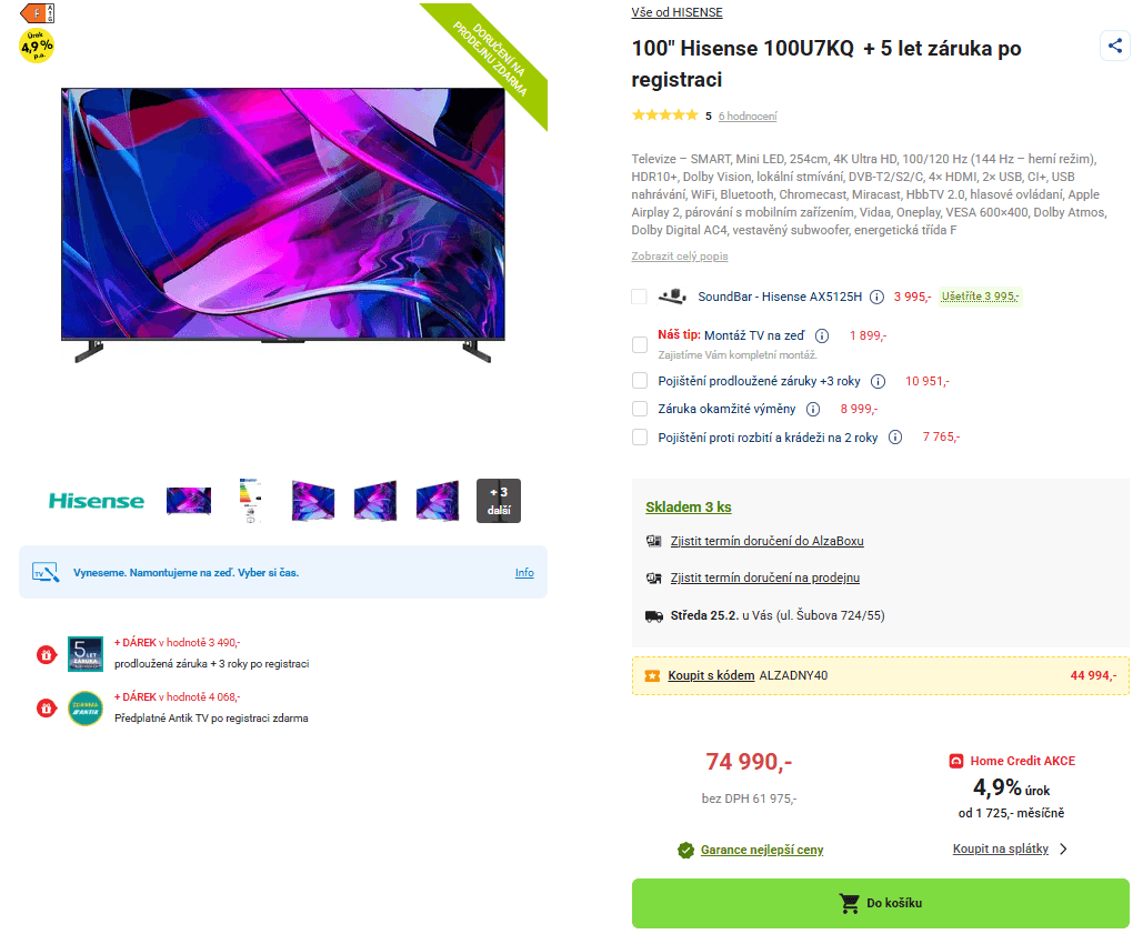 4K 100 Hz, Atmos, IMAX, 254 cm, Hisense