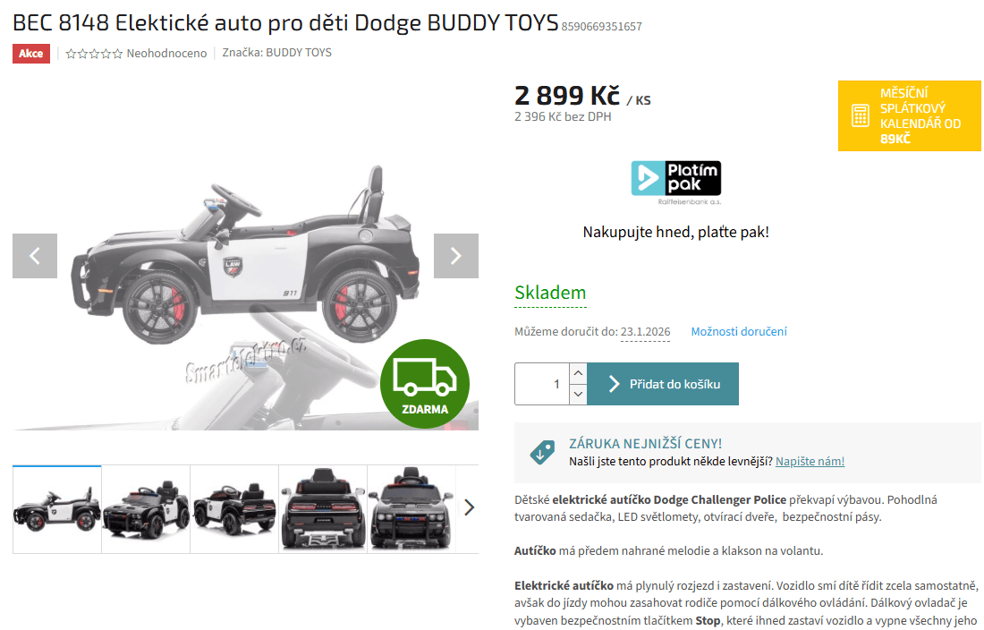 Elektrické autíčko Dodge Challenger