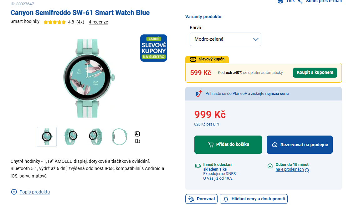 Chytré hodinky Canyon Semifreddo