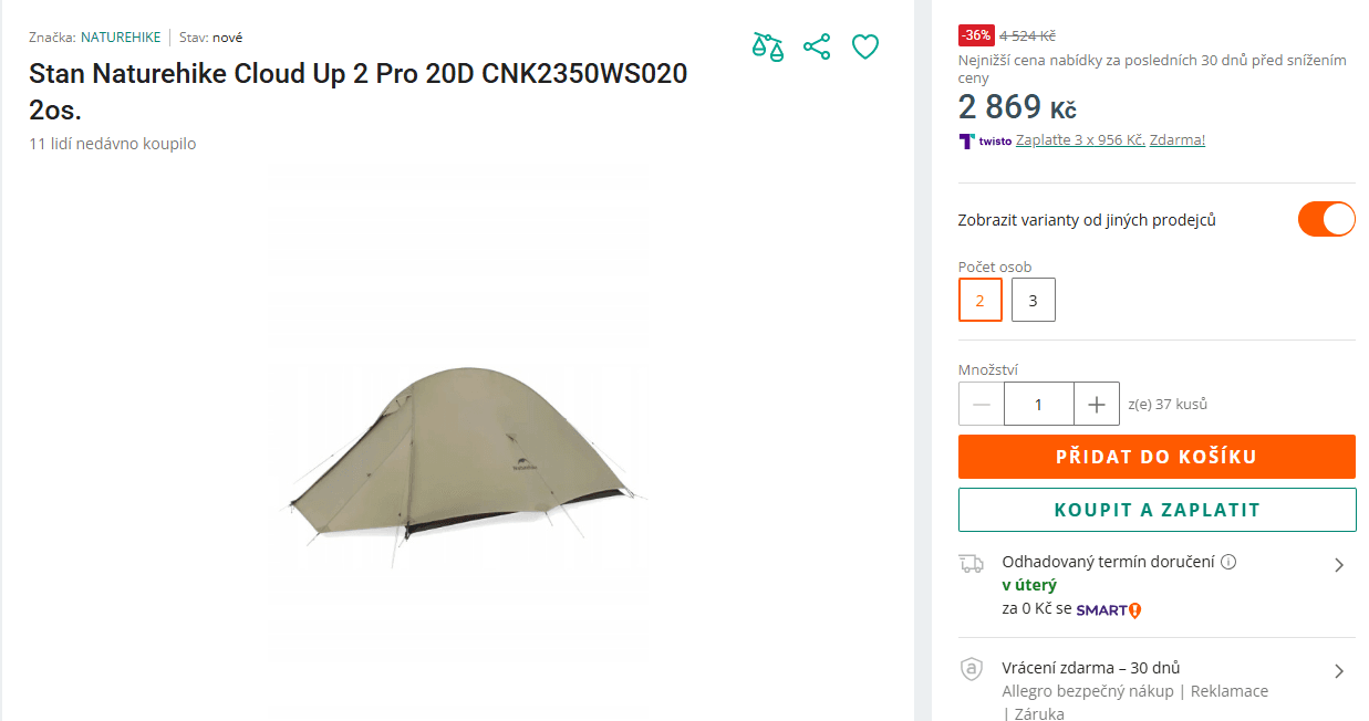 Stan Naturehike Cloud Up 2 Pro