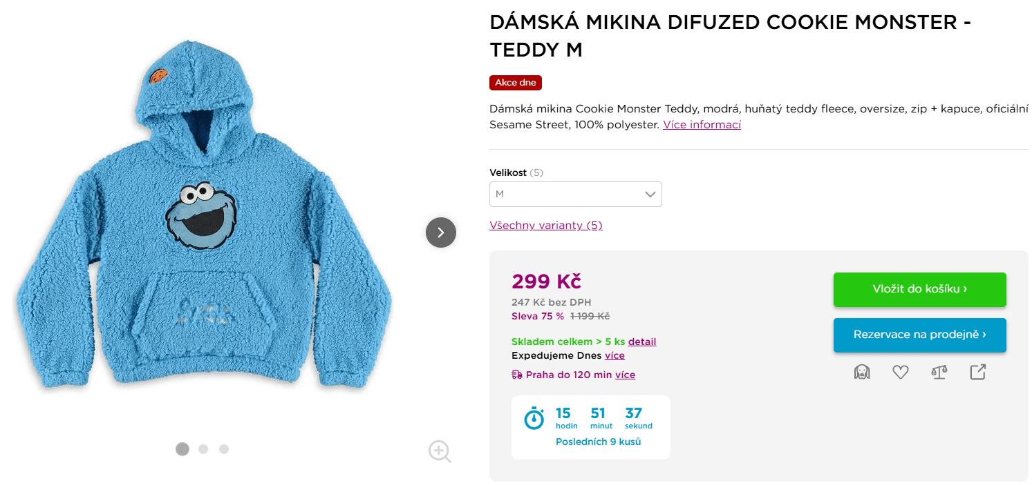 Dámská mikina Difuzed Cookie Monster - Teddy M