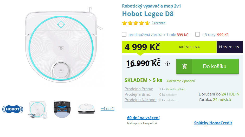 Robotický vysavač + mop HOBOT LEGEE