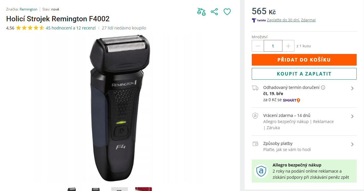 Pánský AKU holicí strojek Remington