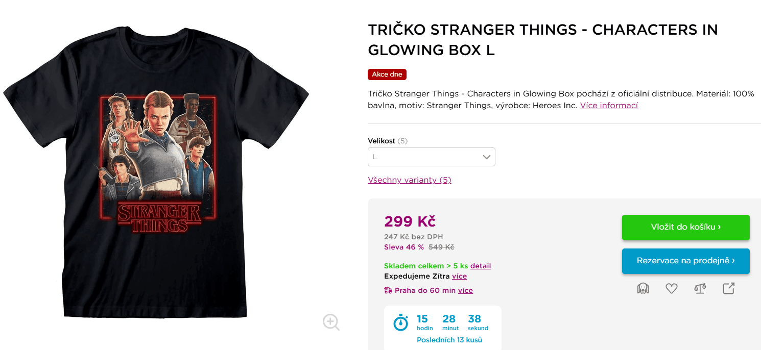 Tričko Stranger Things - Characters in Glowing Box L