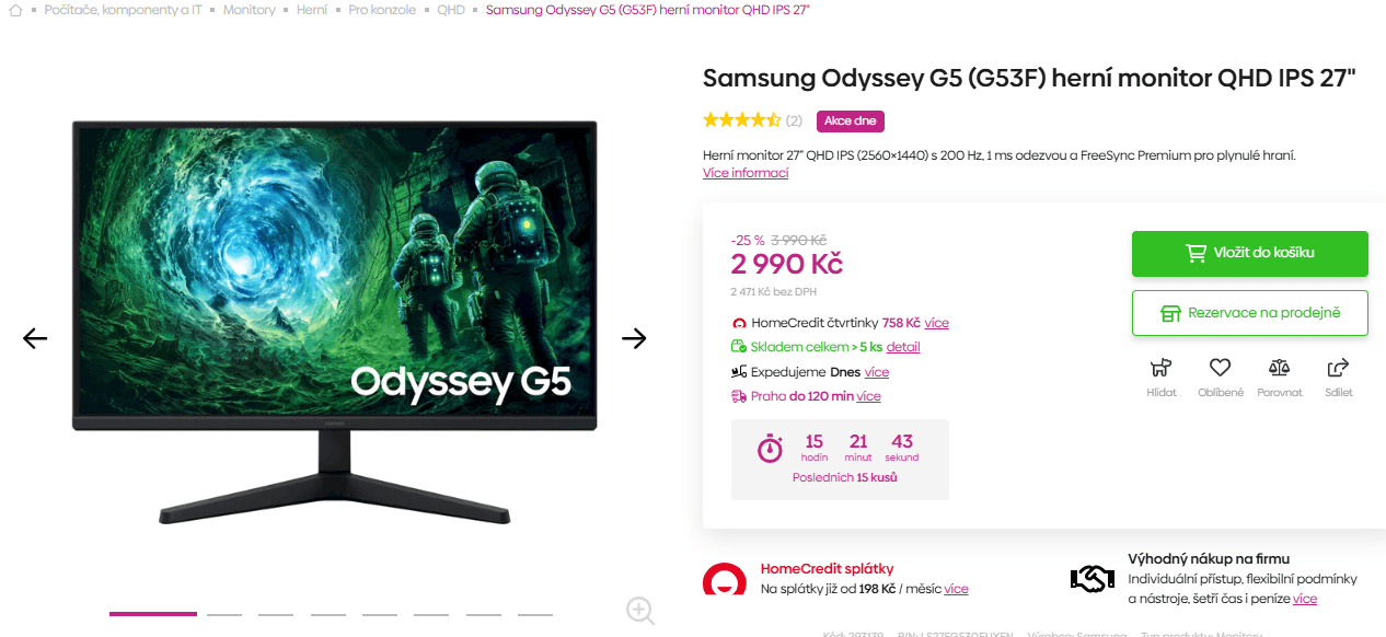 QHD PC monitor Samsung, 27"