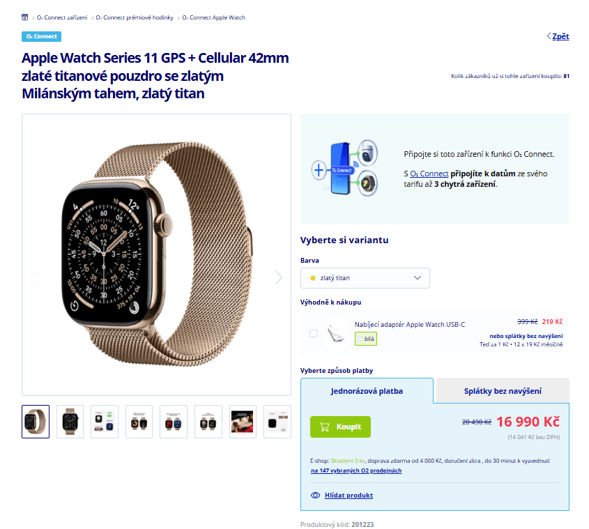 Chytré hodinky Apple Watch Series 11 GPS + Cellular 42mm