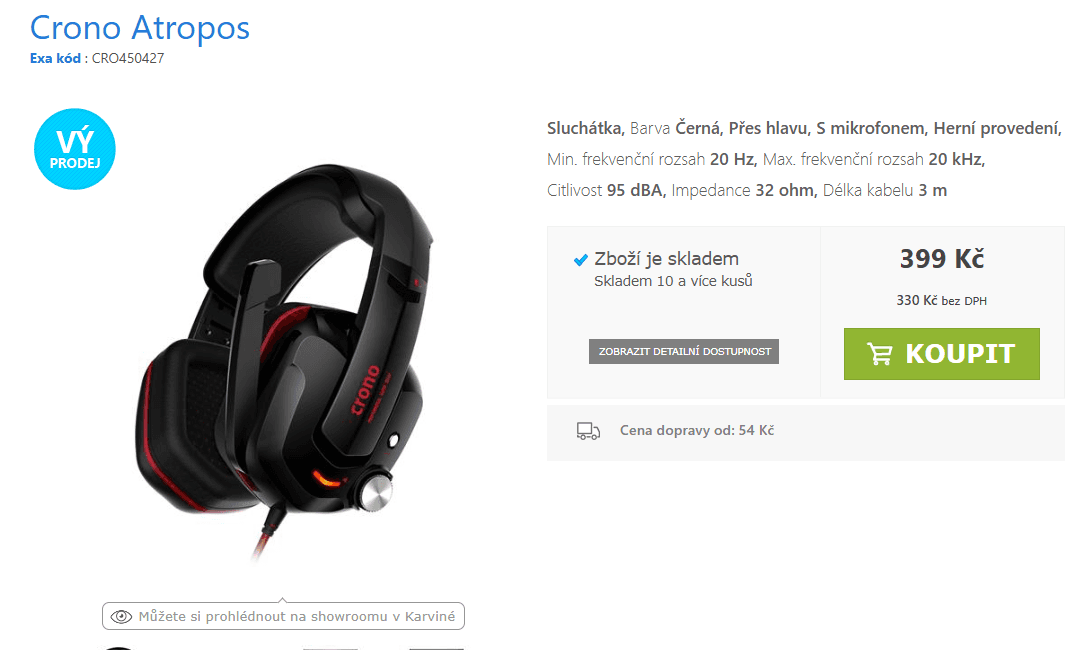 Herní sluchátka Crono Atropos 7.1, vibrace, mikrofon