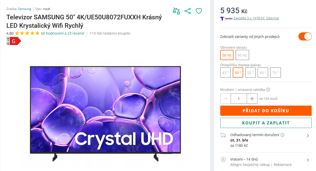 4K Smart TV 127 cm Samsung