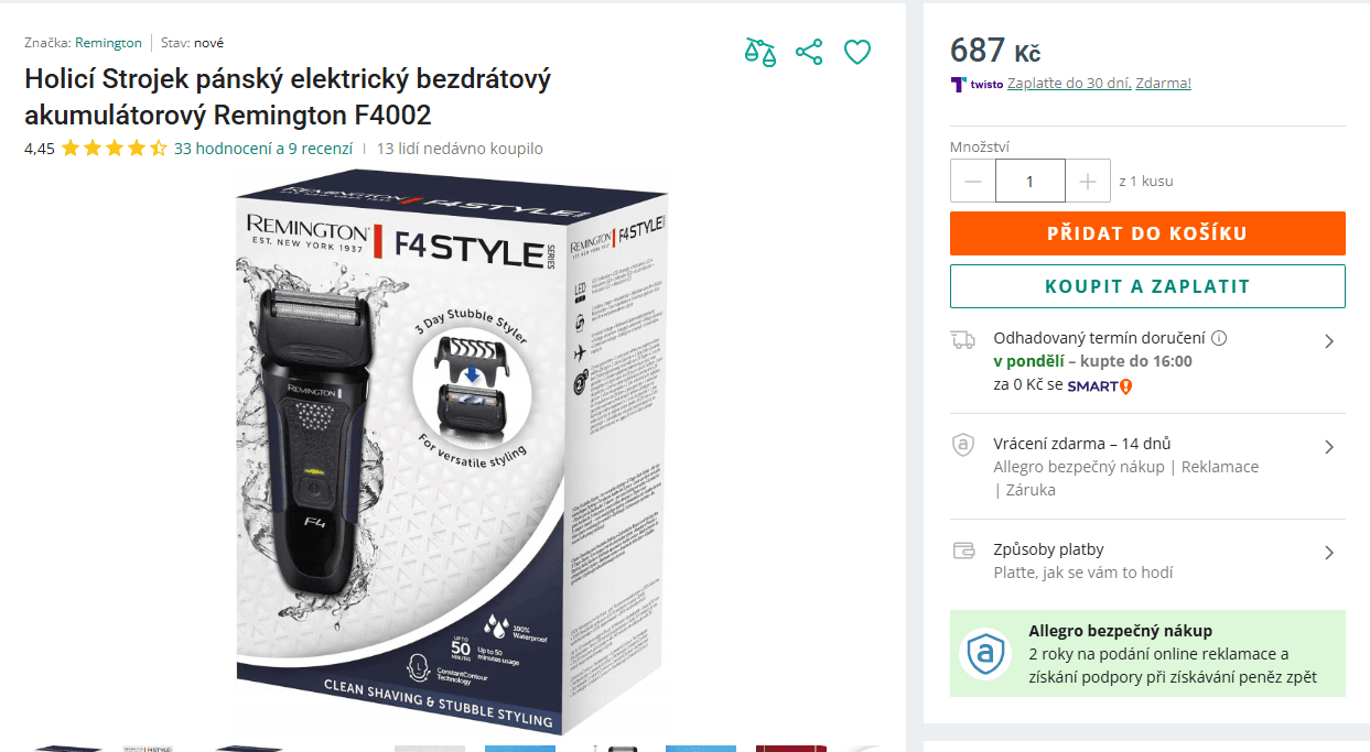 Pánský AKU holicí strojek Remington