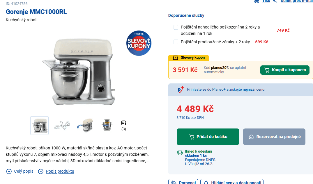 Kuchyňský robot Gorenje, planetární