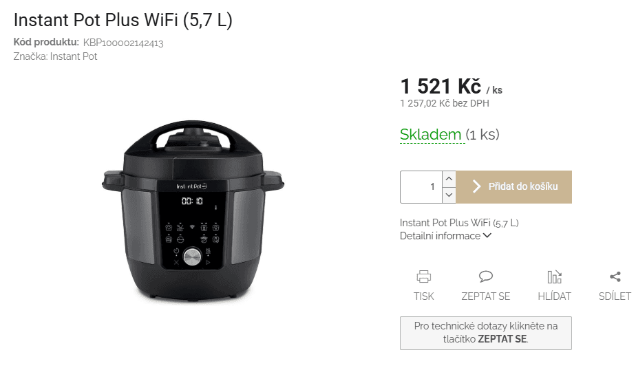 Multifunkční hrnec Instant Pot Plus WiFi (5,7 L)