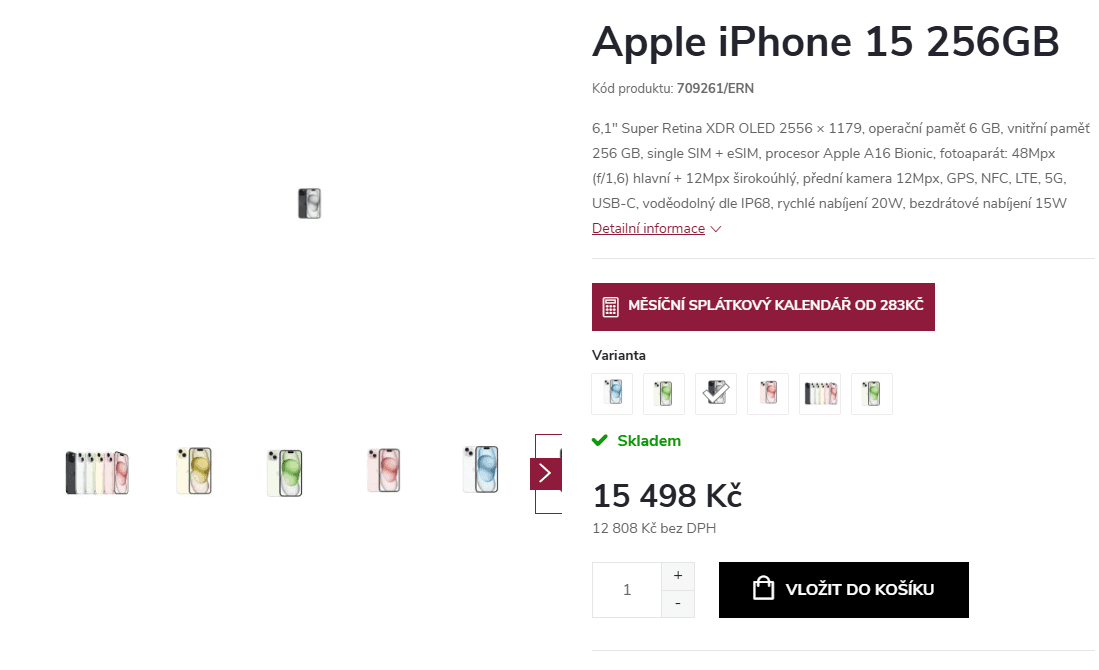 Apple iPhone 15 256 GB 