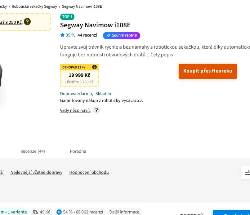 Robotická sekačka Segway Navimow