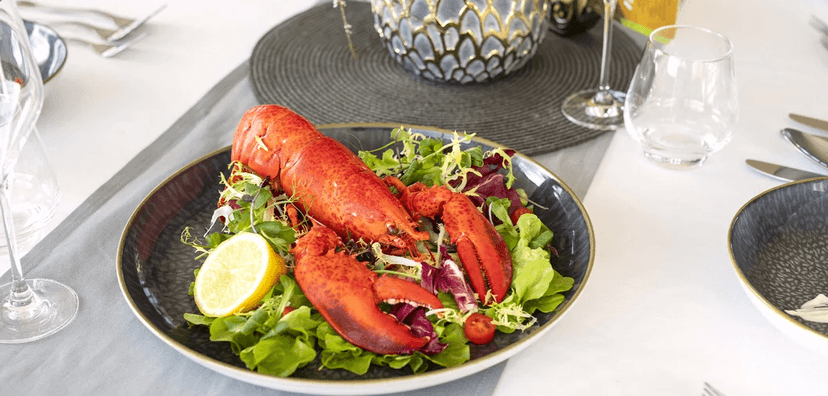 Degustační menu s humřími specialitami: prosecco, předkrm, humr na různé způsoby a dezert 