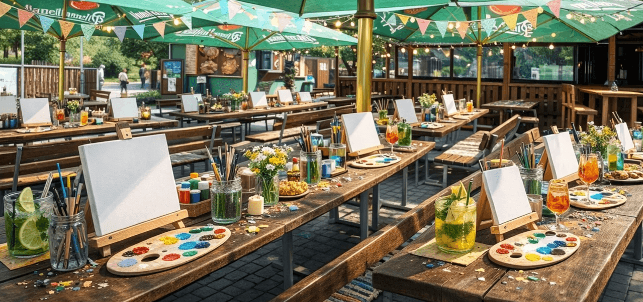 Malování v létě na brněnské přehradě v Prygl baru pro jednoho