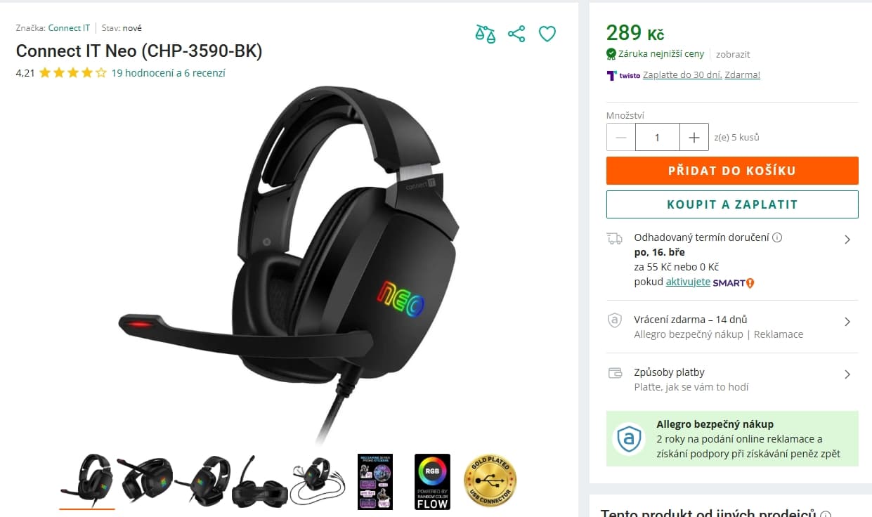 Herní sluchátka Connect IT NEO