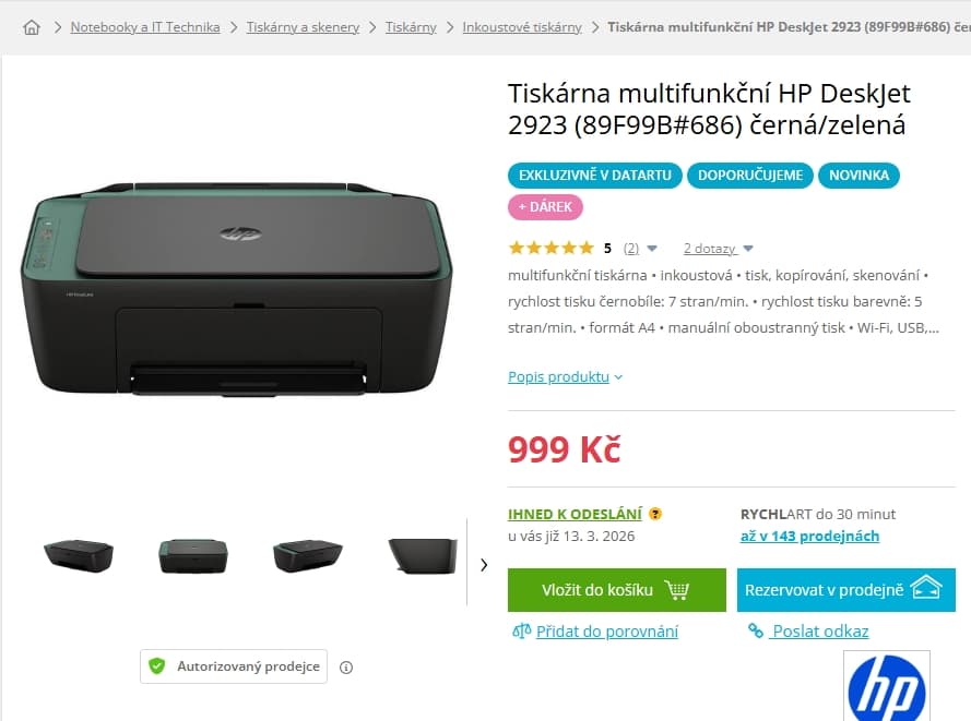 Ink barva multifunkce HP, Wifi