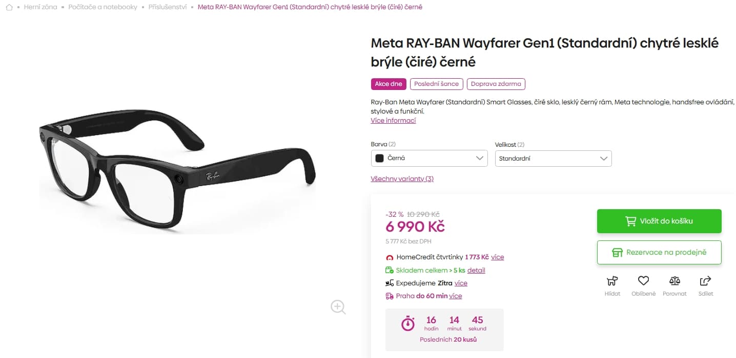 Chytré brýle s umělou inteligencí Ray-Ban Meta
