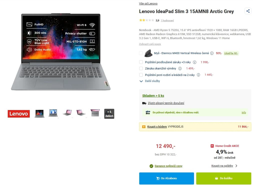 Lenovo 4,3GHz, 16/500 GB, 15,6", 1,62 kg