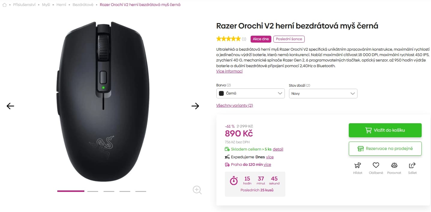 Herní BT myš Razer Orochi V2