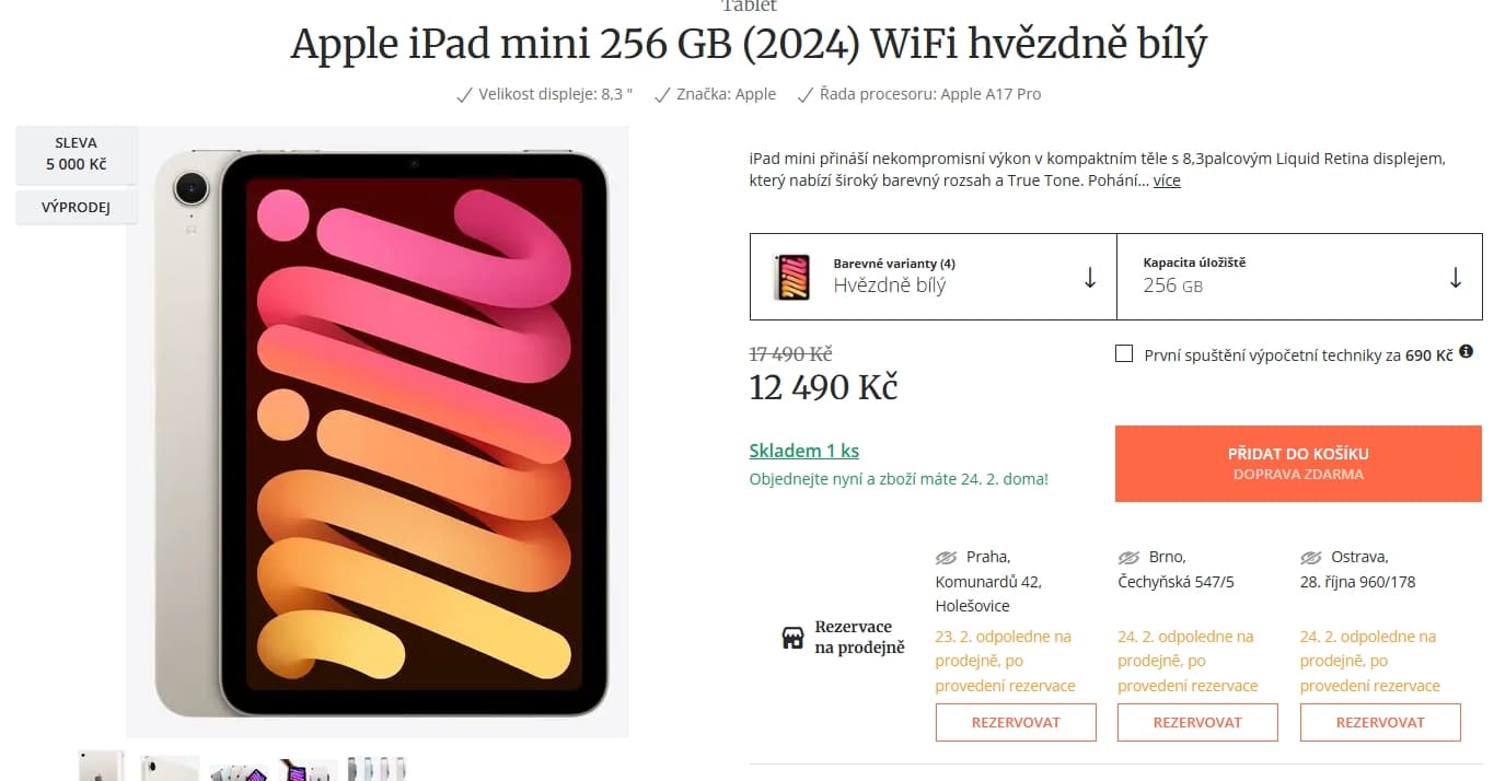 Apple iPad mini (2024) 256GB Wi-Fi, 8,3"