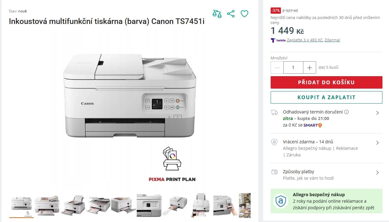 Ink barva multifunkce Canon, Wifi