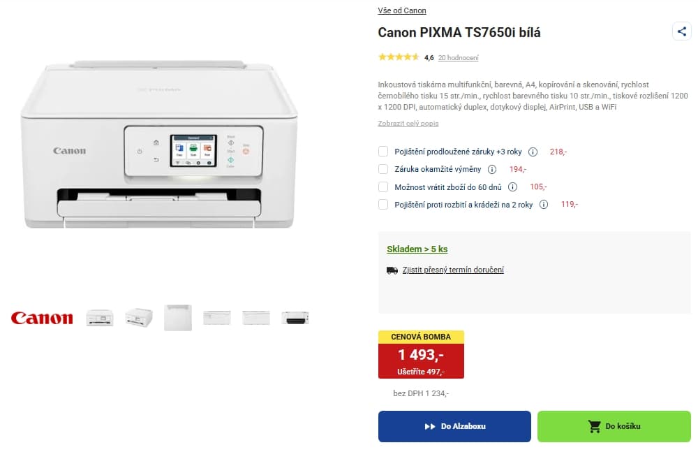 Ink barva Wifi tiskárna Canon, duplex, dotyk