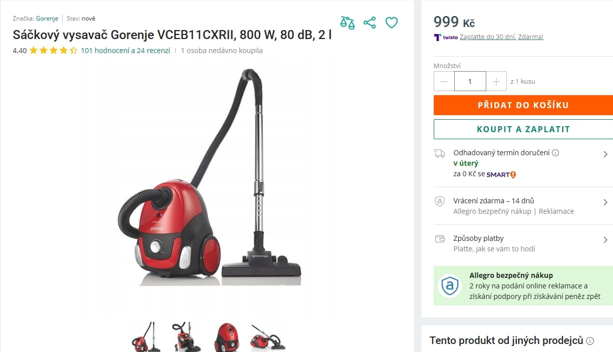 Sáčkový vysavač Gorenje, Hepa