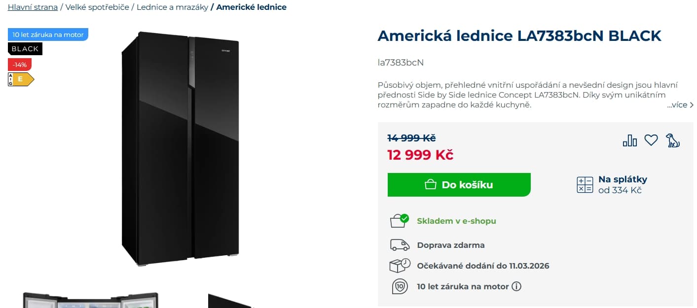 Am. lednice Concept, total no frost, 178cm