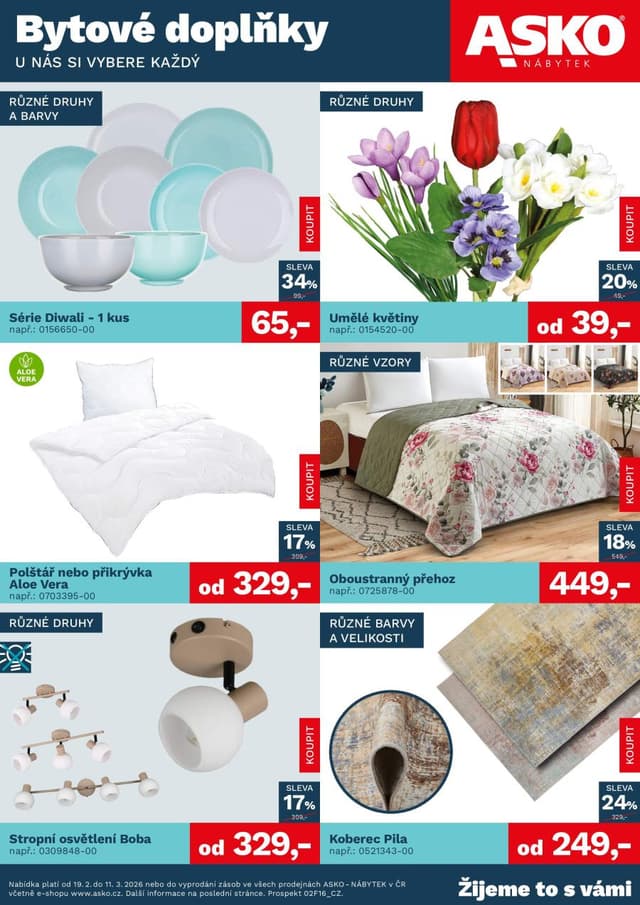 Asko nábytek Bytové doplňky leták 19.2. - 11.3.