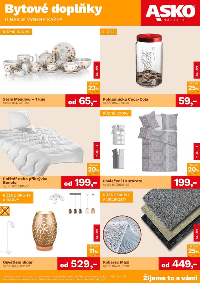 Asko nábytek leták Bytové doplňky 12.3. - 1.4.