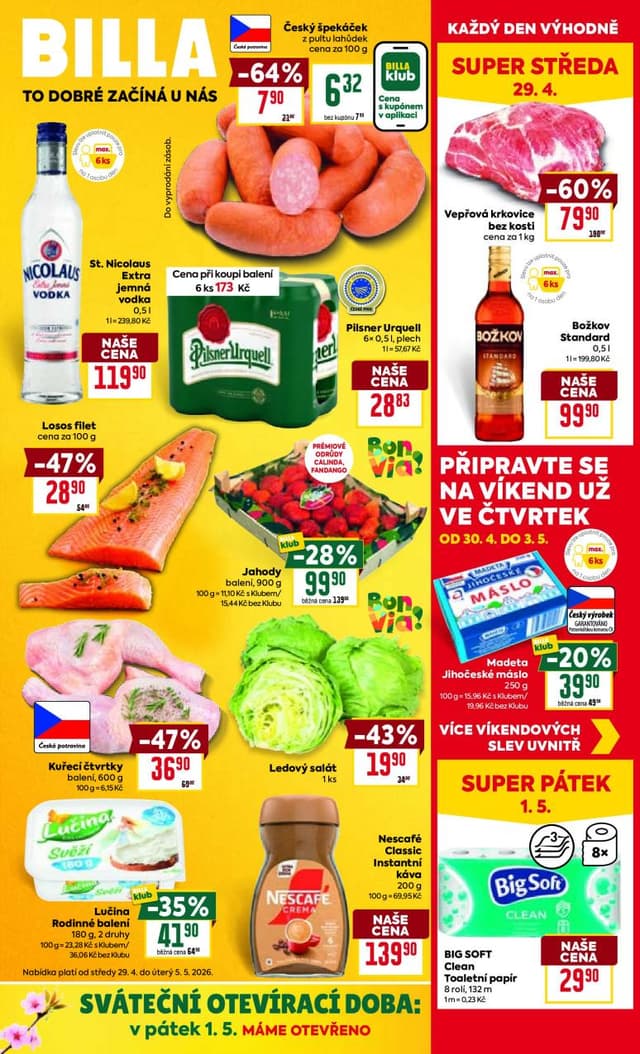 Billa leták 29.4. - 5.5.