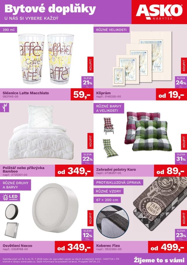 Asko nábytek leták Doplňky 25.6. - 15.7.