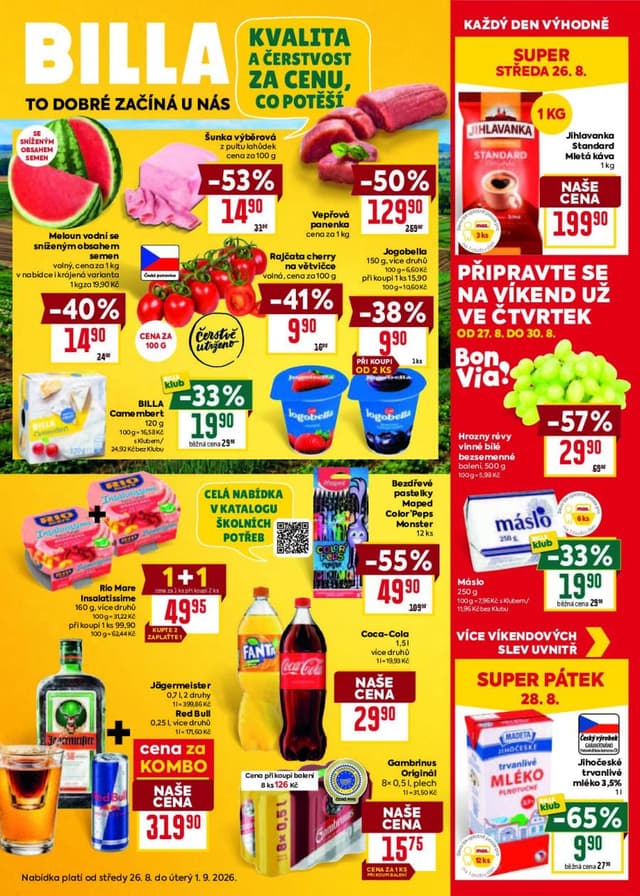 Billa leták 26.8. - 1.9.