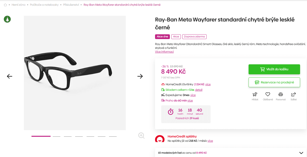 Brýle s umělou inteligencí Ray-Ban Meta