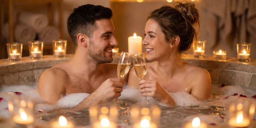 Párové hýčkání: partnerská masáž, sauna, vířivka, prosecco a ovoce