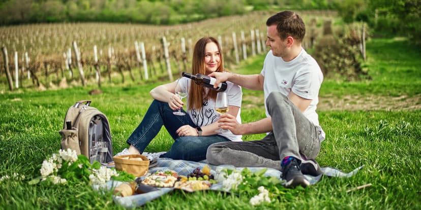 Piknik ve vinici pro 2 osoby: piknikový set s vínem, frizzante i občerstvením