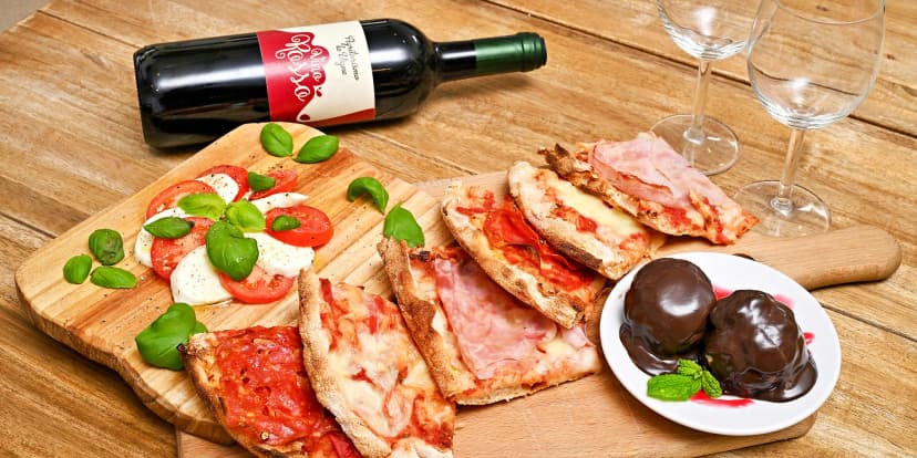 Degustace pinsy vč. předkrmu a dezertu i lahve sicilského vína pro 1 či 2 osoby