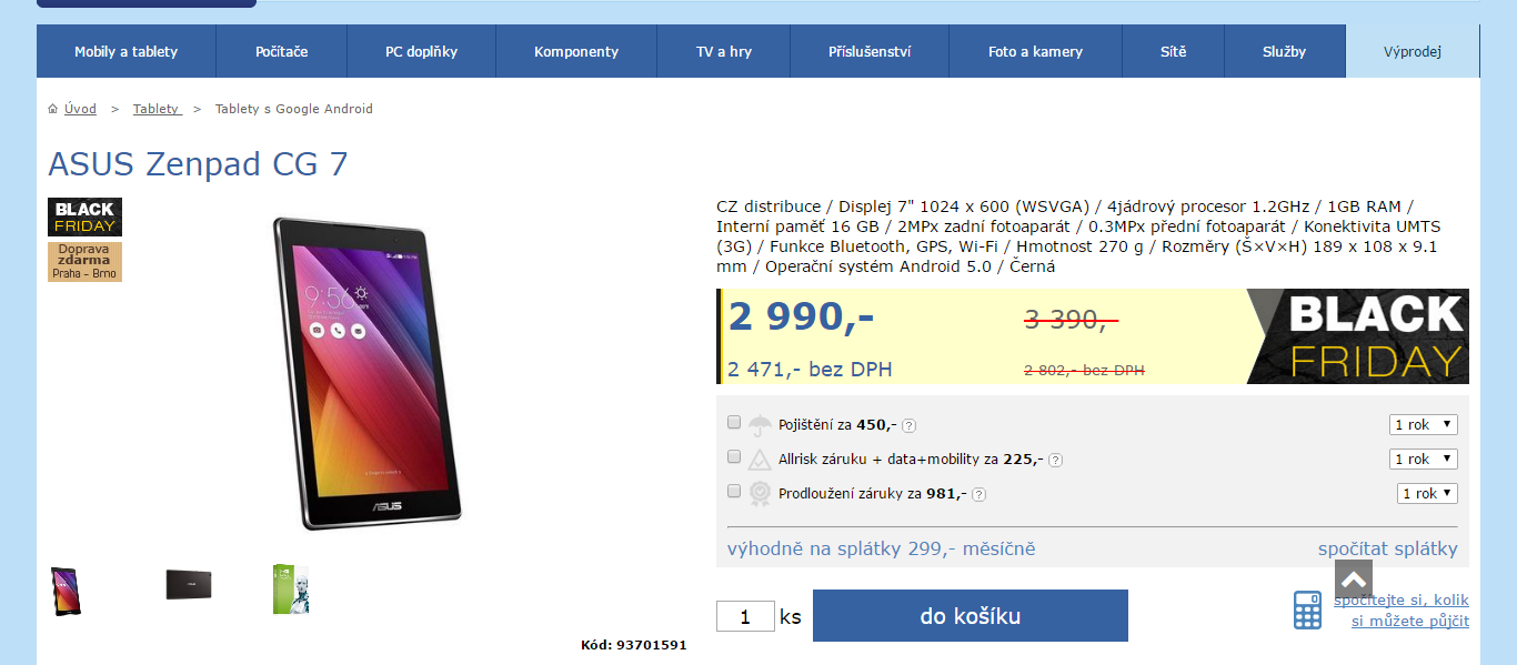 Asus Zen tablet, 4x 1,4 GHz, 1GB RAM, 7" | ToSeVyplatí