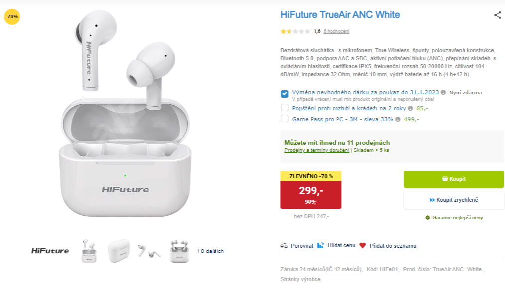 Hifuture trueair anc cheap