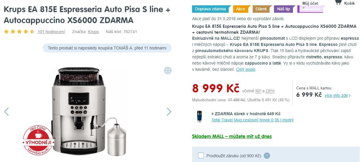 Espresso Krups Ea 815e Pisa Darky Tosevyplati