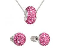 Sada stříbrných šperků růžové s krystaly | Evolutiongroup.cz